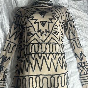 Gracia Long Sleeve Dress with Black Embellishments